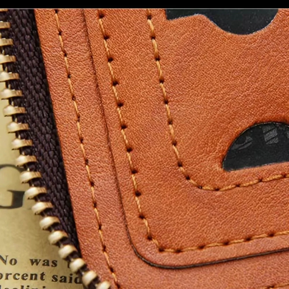 Vintage Leather Men's Wallet with Dollar Bill Design - Credit Card and…